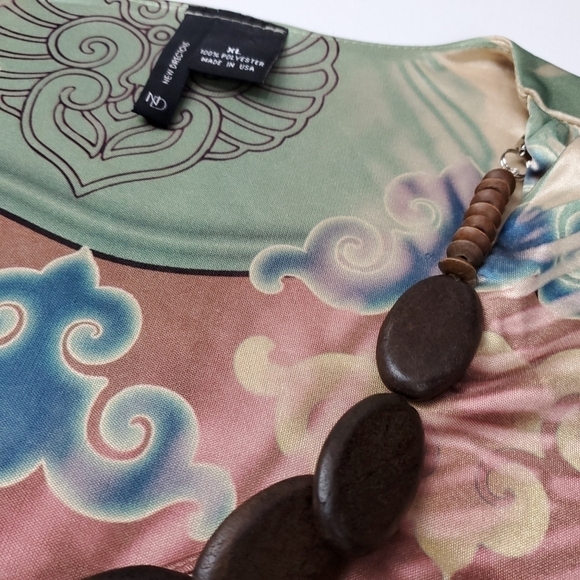 New Gold Multicolored Boho Beaded Blouse XL - Picture 14 of 16